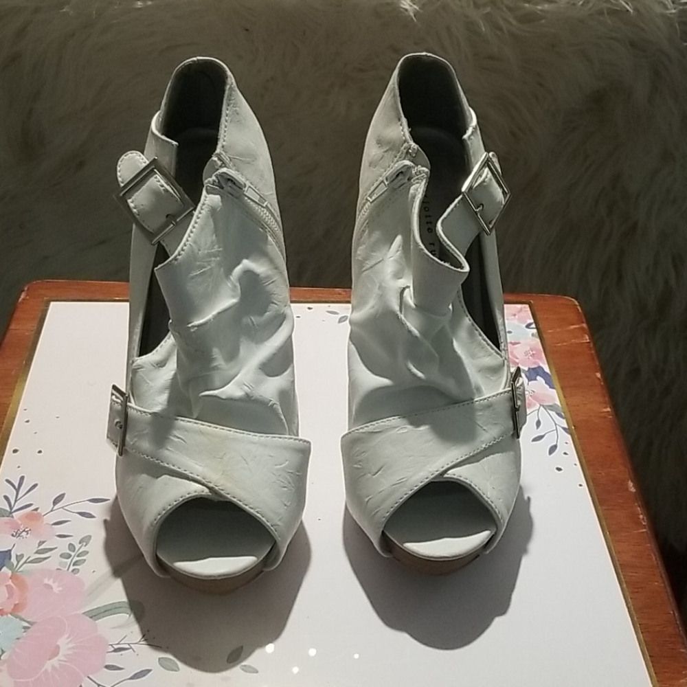 White Platform Peeptoe Booties